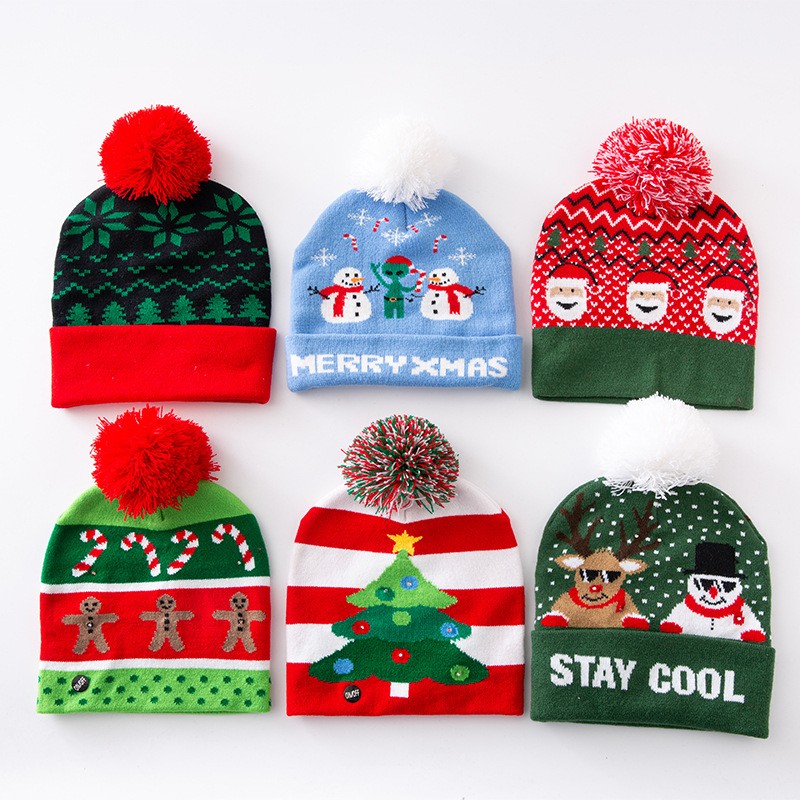 Coolerstuff promotional party green adult santa claus led light christmas hat rainbow color
