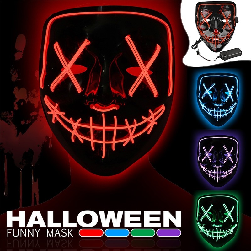 Dropshipping male adult costume neon el wire led halloween mask