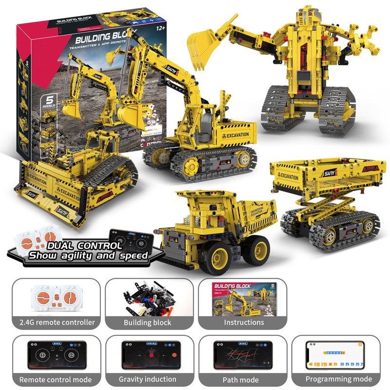 2.4G R/C Building Block Engineering Robot（5 in 1）555PCS